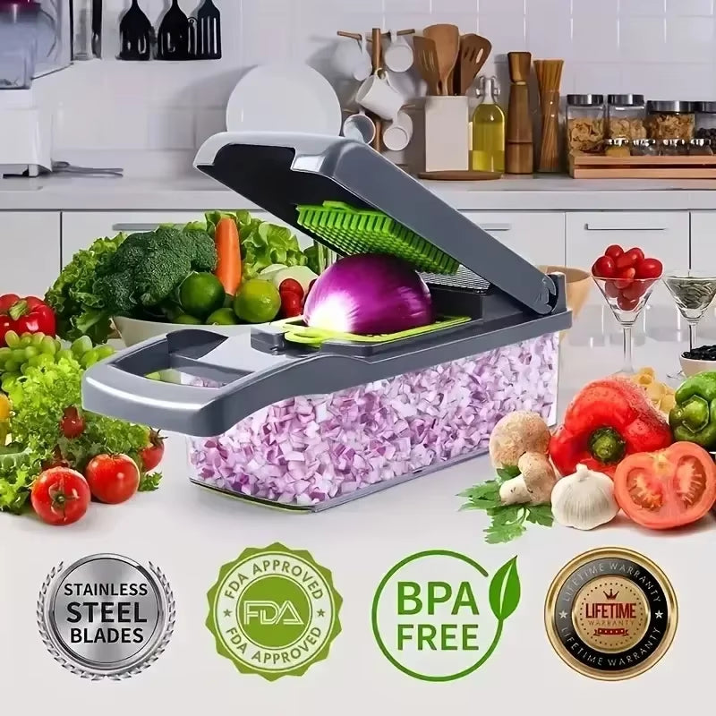 16-in-1 Multifunctional Vegetable Chopper – Ultimate Food Chopper, Slicer, Dicer & Grater for Effortless Meal Prep!