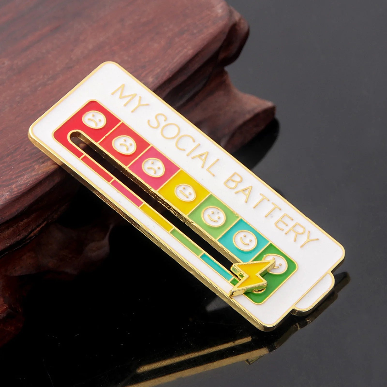 Adjustable Mood Tracker Enamel Pins – Social Battery Brooches for Clothes, Backpacks, & Thoughtful Gifts