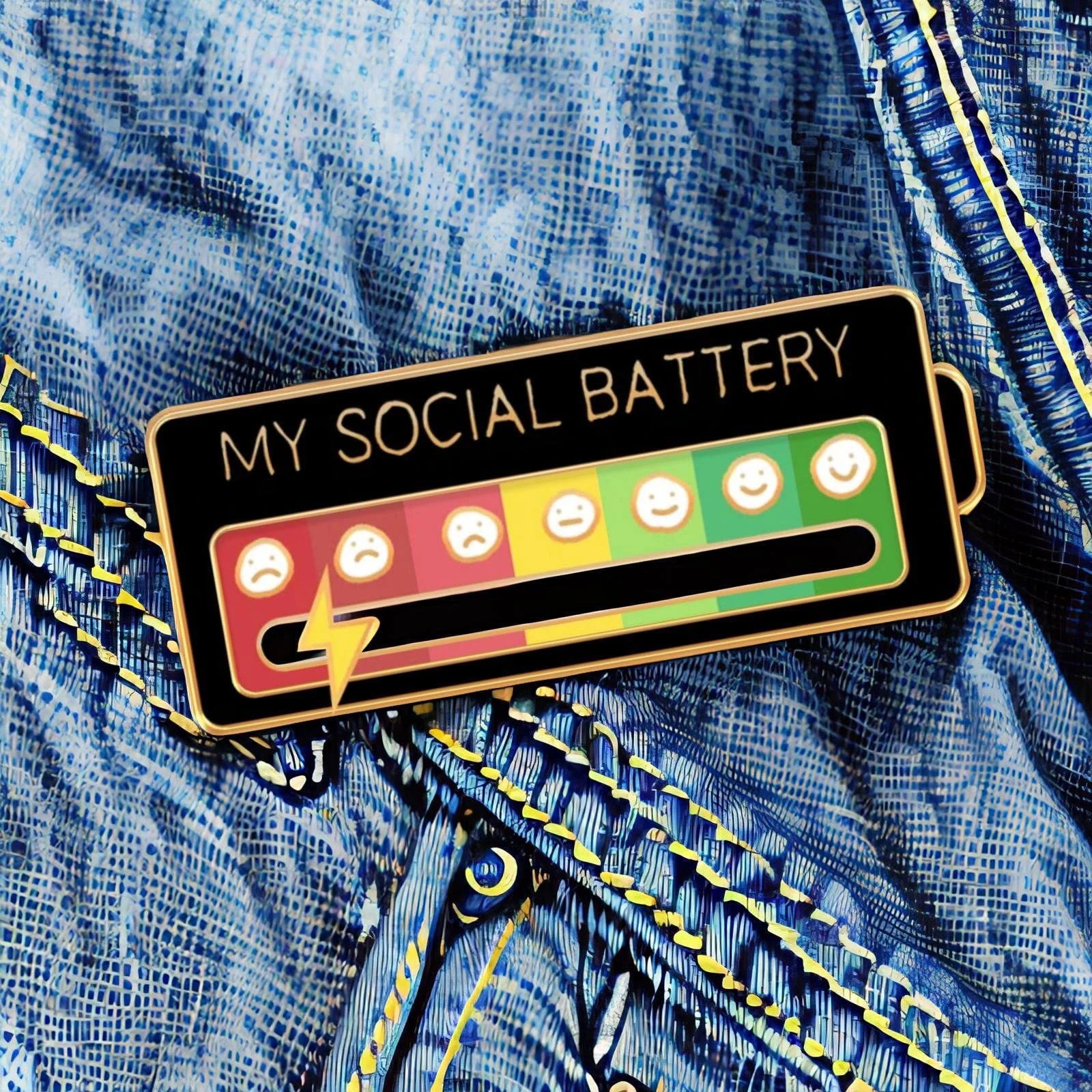 Adjustable Mood Tracker Enamel Pins – Social Battery Brooches for Clothes, Backpacks, & Thoughtful Gifts