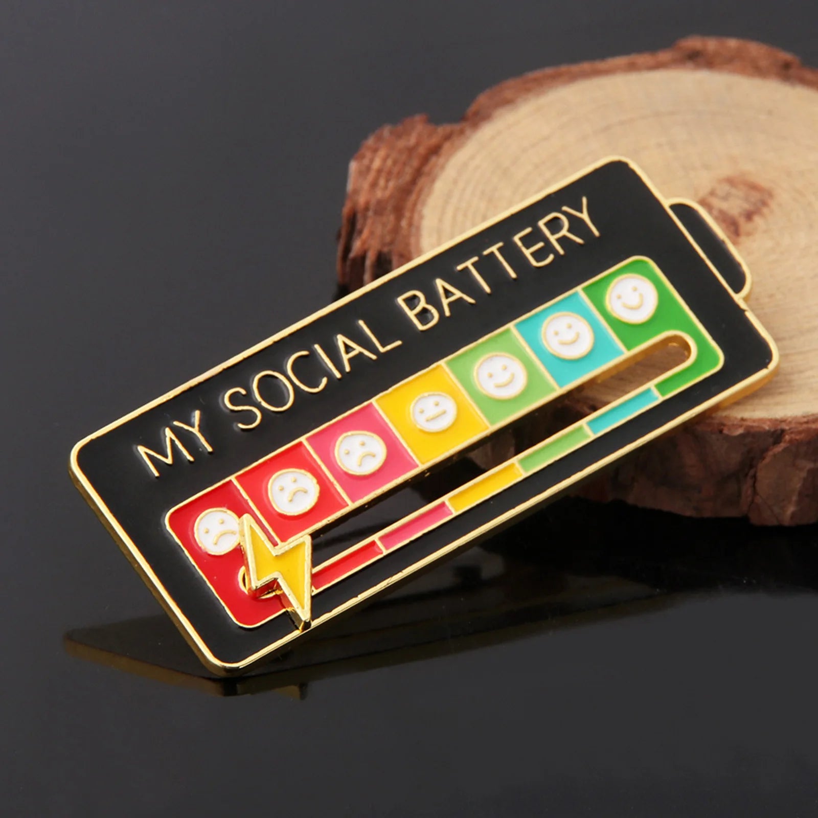 Adjustable Mood Tracker Enamel Pins – Social Battery Brooches for Clothes, Backpacks, & Thoughtful Gifts