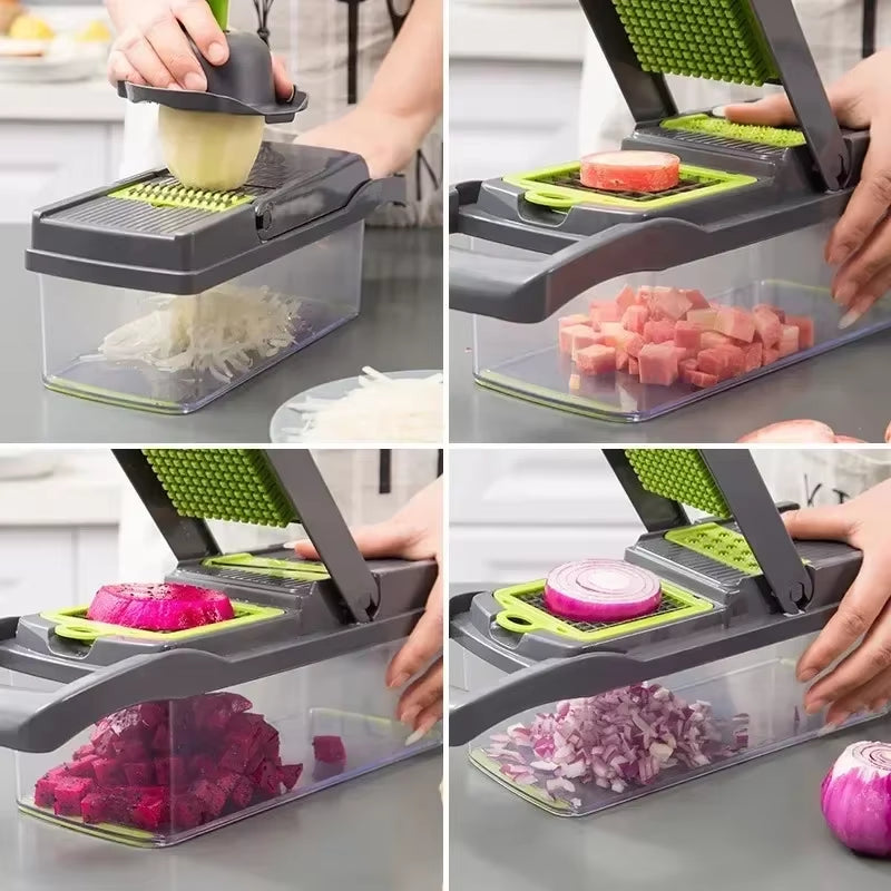 16-in-1 Multifunctional Vegetable Chopper – Ultimate Food Chopper, Slicer, Dicer & Grater for Effortless Meal Prep!