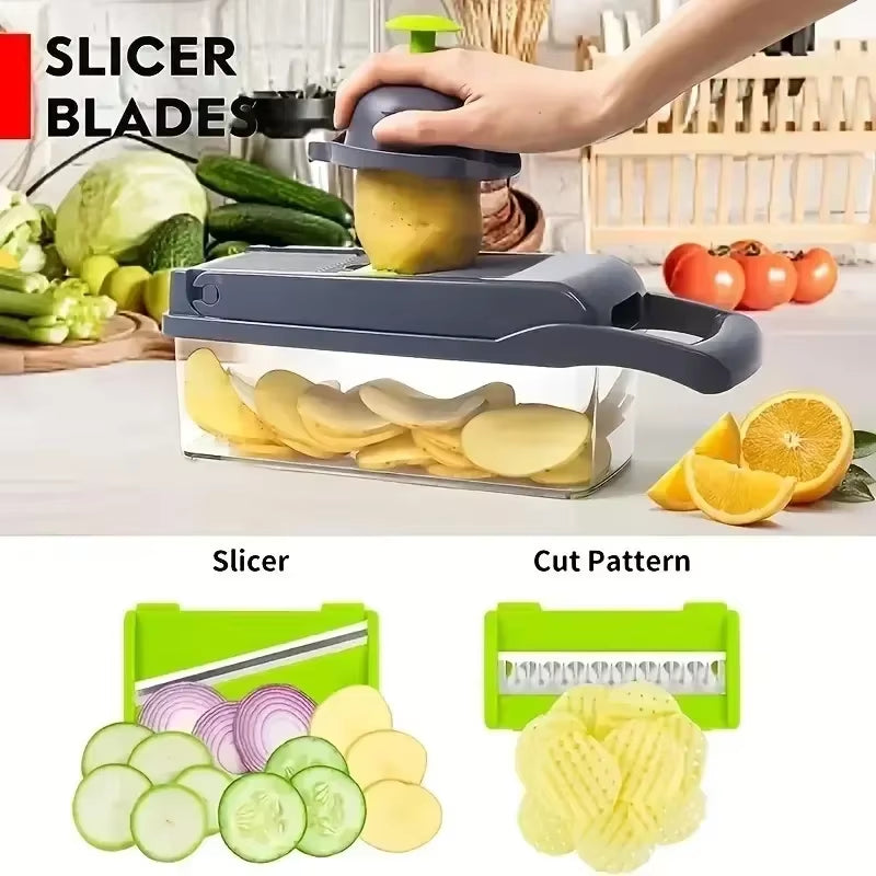 16-in-1 Multifunctional Vegetable Chopper – Ultimate Food Chopper, Slicer, Dicer & Grater for Effortless Meal Prep!